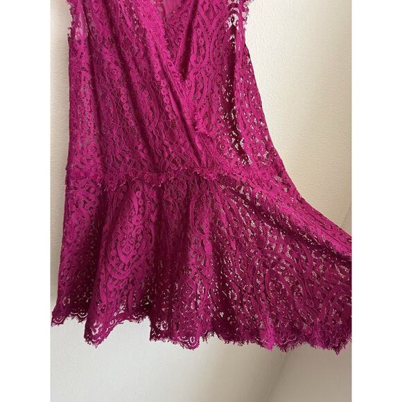 Free People Heart In Two Lace Sheer Mini Dress Pink Size XS Unlined - Picture 6 of 8